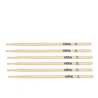 Vic Firth Nova 7A Wood Tip 3 Pairs American Hickory Drumsticks
