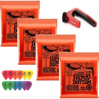 Ernie Ball 2215 Electric Guitar strings x 4 D'addario Capo 12 Mixed Tortex Picks
