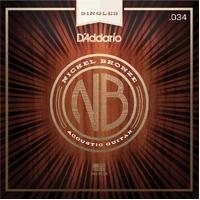 D'Addario NB034 Nickel Bronze Wound Acoustic Guitar Single String, .034