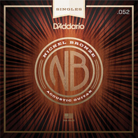 D'Addario NB052 Nickel Bronze Wound Acoustic Guitar Single String, .052