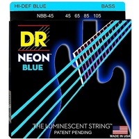  DR Strings Hi-Def Coated NEON Blue  Electric Bass Guitar Strings 45 - 105 NBB-45