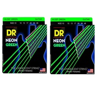 2 sets  DR Strings Hi-Def NEON Green Coated Med 10 - 46 Electric Guitar Strings 