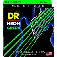 DR Strings Hi-Def NEON Green Coated 10 - 46 Electric Guitar Strings 
