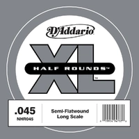 D'Addario NHR045 Half Round Bass Guitar Single String, Long Scale, .045