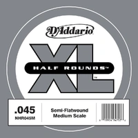 D'Addario NHR045M Half Round Bass Guitar Single String, Medium Scale, .045