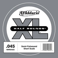 D'Addario NHR045S Half Round Bass Guitar Single String, Short Scale, .045