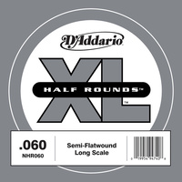 D'Addario NHR060 Half Round Bass Guitar Single String, Long Scale, .060