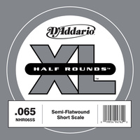 D'Addario NHR065S Half Round Bass Guitar Single String, Short Scale, .065