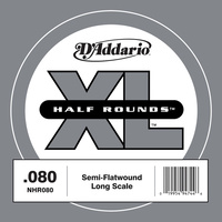 D'Addario NHR080 Half Round Bass Guitar Single String, Long Scale, .080