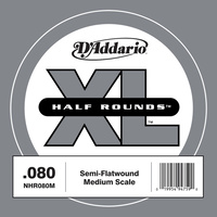 D'Addario NHR080M Half Round Bass Guitar Single String, Medium Scale, .080