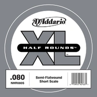 D'Addario NHR080S Half Round Bass Guitar Single String, Short Scale, .080