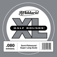 D'Addario NHR080SL Half Round Bass Guitar Single String, Super Long Scale, .080
