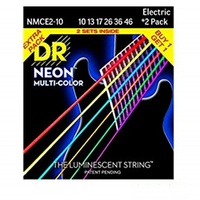 DR Strings NMCE2-10 Neon Multi-Color Medium Electric Guitar Strings 10-46 2 sets