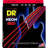 DR Hi-Def Neon Red  Coated Nickel Plated Bass Guitar Strings  4 String 40-100