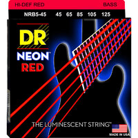 DR NRB5-45 K3 Neon Hi-Def Red Medium 5-String Electric Bass Strings (45-125)