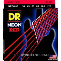DR Hi-Def Neon Red Coated Nickel Plated Bass Guitar Strings  6 String 30-125