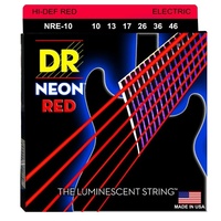 DR Strings Hi-Def NEON Red Coated Medium 10 - 46 Electric Guitar Strings 