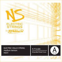 D'Addario NS Electric Cello Single A String, 4/4 Scale, Medium Tension