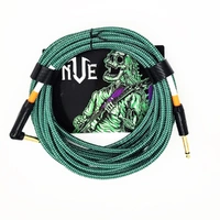 NVE Guitars Instrument Cable gold plated Plugs 20ft - 6m Straight to Angle - GREEN