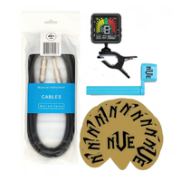 NVE Guitar Accessories Pack - Tuner - 12 Picks - Instrument Cable - Peg Winder