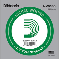 D'Addario NW080 Nickel Wound Electric Guitar Single String, .080