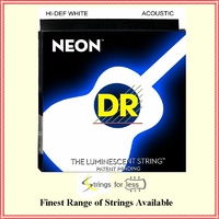 DR Strings NWA-12 Neon​ Hi-Def White Medium  Acoustic Guitar Strings 12 - 54