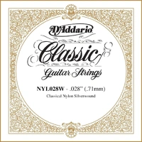 D'Addario Silver-plated Copper Classical Guitar Single String, .028