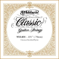 D'Addario NYL031 Rectified Nylon Classical Guitar Single String ,.031
