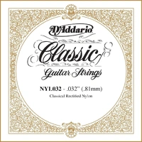 D'Addario NYL032  Rectified Nylon Classical Guitar Single String ,.032
