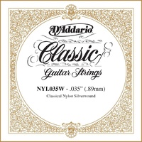 D'Addario NYL035W Silver-plated Copper Classical Guitar Single String, .035
