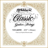 D'Addario Silver-plated Copper Classical Guitar Single String, .035 3rd-G 