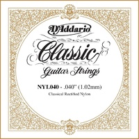 D'Addario NYL040  Rectified Nylon Classical Guitar Single String ,.040