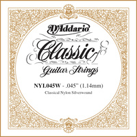 D'Addario NYL045W Silver-plated Copper Classical Single String, .045
