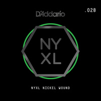 D'Addario NYNW028 NYXL Nickel Wound Electric Guitar Single String, .028