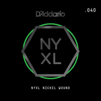 D'Addario NYNW040 NYXL Nickel Wound Electric Guitar Single String, .040