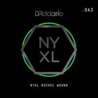 D'Addario NYNW043 NYXL Nickel Wound Electric Guitar Single String, .043