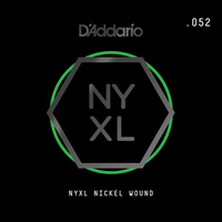 D'Addario NYNW052 NYXL Nickel Wound Electric Guitar Single String, .052