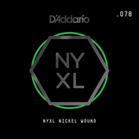 D'Addario NYNW078 NYXL Nickel Wound Electric Guitar Single String, .078