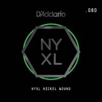 D'Addario NYNW080 NYXL Nickel Wound Electric Guitar Single String, .080