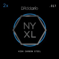D'Addario NYXL Plain Steel .017, 2 single  Guitar Strings per pack NYPL017