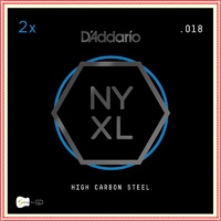 D'Addario NYXL Plain Steel Guitar Strings, .018, 2 single Strings per pack