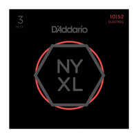 D'Addario NYXL1052-3P Nickel Wound Electric Guitar Strings, Light Top / Heavy Bottom, 10-52, 3 Sets