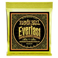 Ernie Ball Everlast Medium Coated 80/20 Acoustic Guitar String, 13-56 Gauge