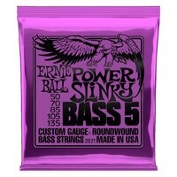 Ernie Ball Power Slinky 5-String Nickel Wound Electric Bass Strings 50-135 Gauge