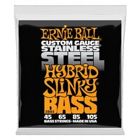 Ernie Ball Hybrid Slinky Stainless Steel Electric Bass Strings, 45-105 Gauge