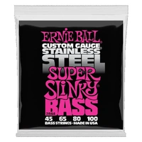 Ernie Ball Super Slinky Stainless Steel Electric Bass Strings - 45-100 Gauge