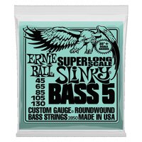 Ernie Ball Bass 5 Slinky Super Long Scale Electric Bass Strings, 45-130 Gauge