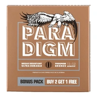 Ernie Ball Paradigm Light Phosphor Bronze Acoustic Guitar Strings 11-52 Gauge, 3 Pack