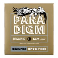 Ernie Ball Paradigm Medium Light 80/20 Bronze Acoustic Guitar Strings, 3 Pack