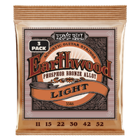 Ernie Ball Earthwood Phos Bronze Acoustic Guitar Strings 11 - 52, - 3 SETS